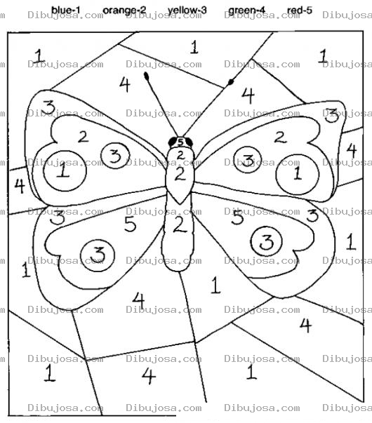 Dibujo para colorear Pintar Por Numeros Mariposa