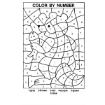 Dibujo para colorear Pintar Por Numeros En Ingles Oso Con Pescado