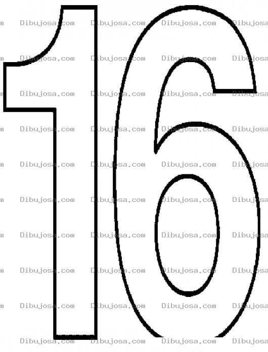 Dibujo para colorear Dibujo Del Numero 16 Para Pintar Y Colorear Numero16 Dieciseis