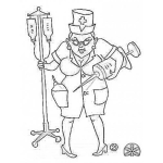 Dibujo para colorear Dibujo De Enfermera Enojada Con Una Jeringota Para Pintar Y Colorear