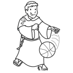 Dibujo para colorear Monje Basquetbolista Para Pintar Y Colorear