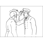 Dibujo para colorear Viejito Saludando A Un Policia Para Pintar Y Colorear