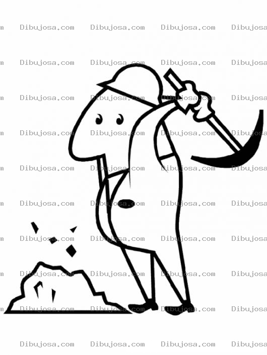 Dibujo para colorear Minero Trabajando Dibujo De Minero Con Piocha Picando Piedra Para Pintar Y Colorear