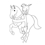 Dibujo para colorear Dibujo De Perro Sobre Caballo Para Colorear