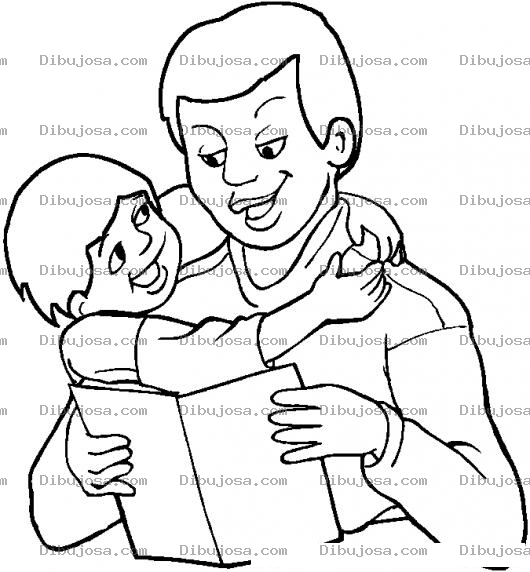 Dibujo para colorear Papa E Hijo Dibujo De Papa Leyendo Un Cuento A Su Hijo Para Colorear