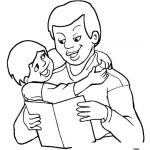 Dibujo para colorear Papa E Hijo Dibujo De Papa Leyendo Un Cuento A Su Hijo Para Colorear