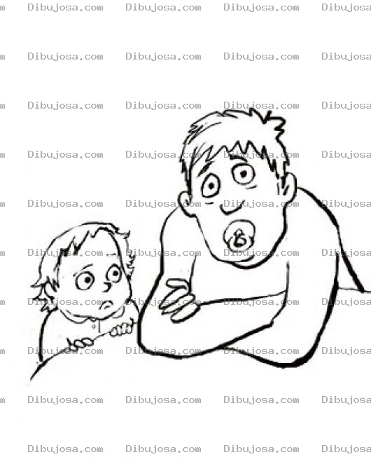 Dibujo para colorear Dibujo De Bebe Y Papa Con Chupete Mamon Para Colorear