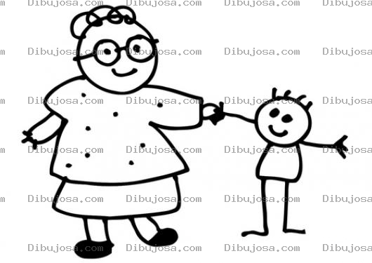 Dibujo para colorear Abuelita Con Nieto Para Colorear