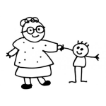 Dibujo para colorear Abuelita Con Nieto Para Colorear