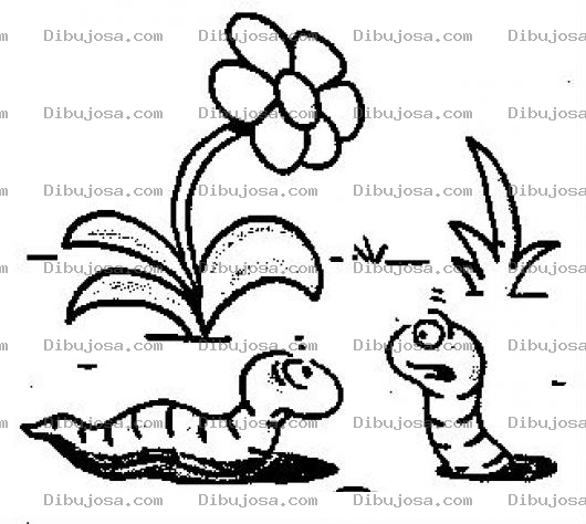 Dibujo para colorear Dos Gusanos Para Pintar Y Colorear