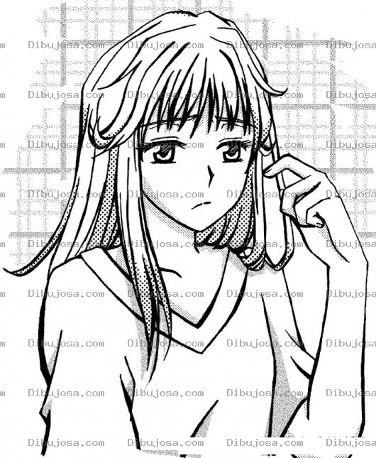 Dibujo para colorear Chica Pensativa Para Pintar Y Colorear