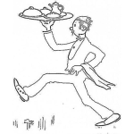 Dibujo para colorear Mesero Canillon Para Pintar Y Colorear A Un Mesero Caminando Sobre Piso Brillante