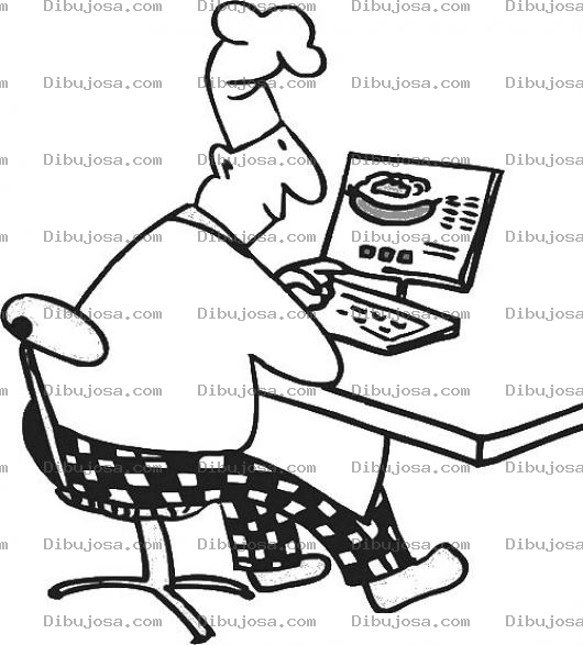 Dibujo para colorear Recetas En Internete Dibujo De Cocinero Buscando Recetas Online Para Pintar Y Colorear