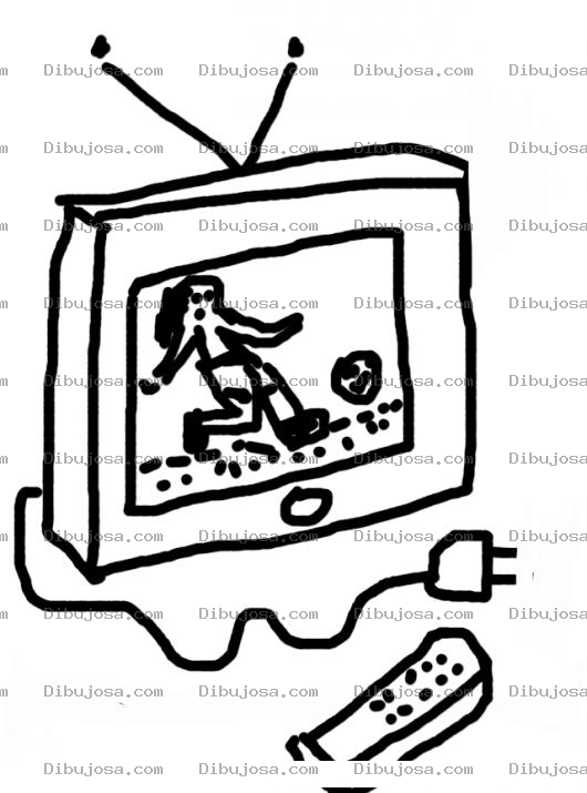 Dibujo para colorear Dibujo De Televisor Pantalla Plana Con Control Remoto Para Pintar Y Colorear Partido De Futbol En La Television