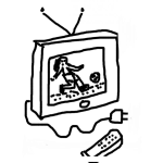 Dibujo para colorear Dibujo De Televisor Pantalla Plana Con Control Remoto Para Pintar Y Colorear Partido De Futbol En La Television