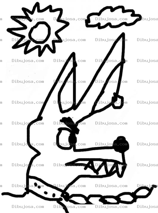Dibujo para colorear Perro Orejas De Burro Dibujo De Un Perro Bravo Encadenado Y Con Arete En La Oreja Para Colorear