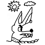 Dibujo para colorear Perro Orejas De Burro Dibujo De Un Perro Bravo Encadenado Y Con Arete En La Oreja Para Colorear