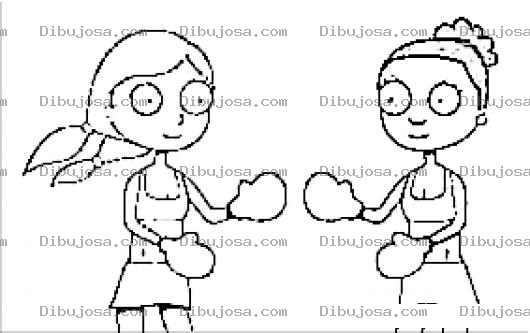 Dibujo para colorear Dibujo De Mujeres Peleando Con Guantes De Box Para Colorear