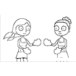 Dibujo para colorear Dibujo De Mujeres Peleando Con Guantes De Box Para Colorear