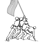 Dibujo para colorear Colorear Soldados con la bandera de los Estados Unidos