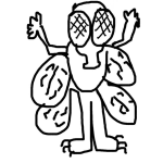Dibujo para colorear Hombremosca Debi De Hombre Mosca Para Colorear Moscahombre Mosca Con Cuerpo De Hombre Y Pintar Hombre Con Cabeza De Mosca