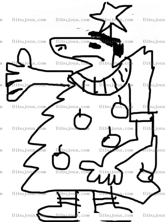 Dibujo para colorear Sacada De Madre Dibujo De Un Hombre Disfrazado De Arbolito De Navidad Sacando La Madre Para Pintar Y Colorear