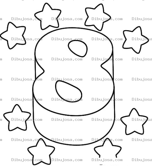 Dibujo para colorear 8estrellas Dibujo Del Numero 8 Con Ocho Estrellas Para Pintar Y Colorear