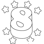 Dibujo para colorear 8estrellas Dibujo Del Numero 8 Con Ocho Estrellas Para Pintar Y Colorear