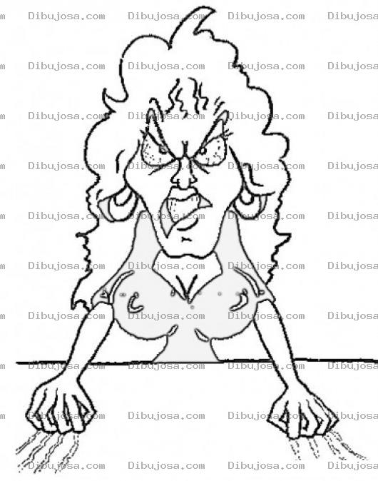Dibujo para colorear Mujer Enojada Furiosa Y Brava Para Pintar Y Colorear