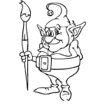 Dibujo para colorear Dibujo De Un Duende Con Un Pincel Para Pintar Y Colorear