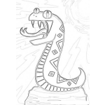 Dibujo para colorear Serpiente Sobre Roca Para Pintar Y Colorear Una Culebra Sobre Una Piedra