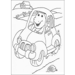 Dibujo para colorear Barney en su carro