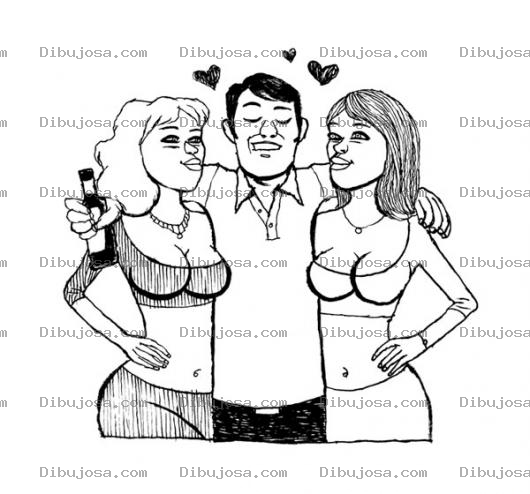 Dibujo para colorear Dos Mujeres Un Camino Dibujo De Hombre Mujeriego Con Dos Mujeres Para Colorear Hombre Enamoradizo Infiel Y Coscolino