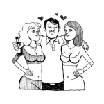 Dibujo para colorear Dos Mujeres Un Camino Dibujo De Hombre Mujeriego Con Dos Mujeres Para Colorear Hombre Enamoradizo Infiel Y Coscolino