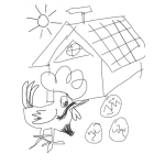 Dibujo para colorear Gallo Con Bigote Dibujo De Gallo Con Barba Viendo Huevos Reventar Para Pintar Y Colorear Gallito Bigotudo