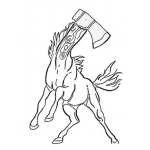 Dibujo para colorear Caballo Cabeza De Hacha Para Colorear