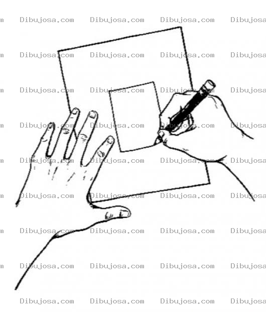 Dibujo para colorear Manos Dibujando Un Rectangulo En Una Hoja De Papel Para Colorear