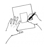 Dibujo para colorear Manos Dibujando Un Rectangulo En Una Hoja De Papel Para Colorear