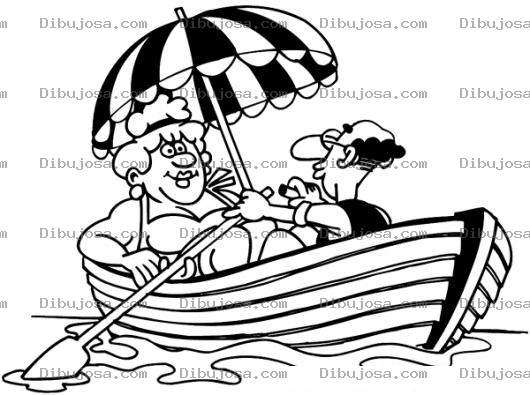 Dibujo para colorear Esposos En Lancha Para Colorear Pareja En Bote De Remos