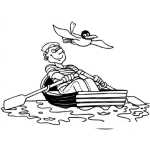 Dibujo para colorear Marinero Remando En Bote De Remos Para Pintar Y Colorear