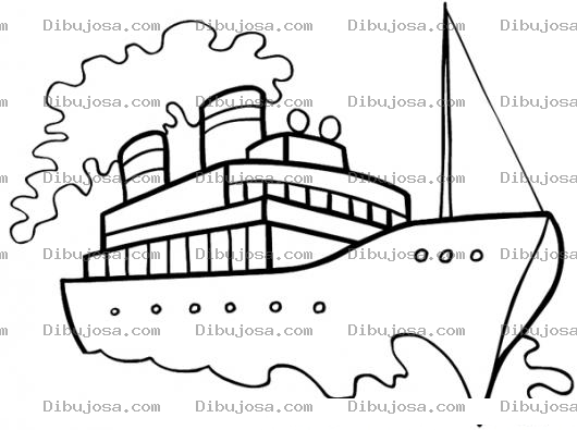 Dibujo para colorear Dibujo De Barco Con Chimeneas Para Pintar Y Colorear