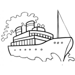 Dibujo para colorear Dibujo De Barco Con Chimeneas Para Pintar Y Colorear