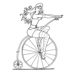 Dibujo para colorear Mujer En Bicicleta Antigua Paa Pintar Y Colorear