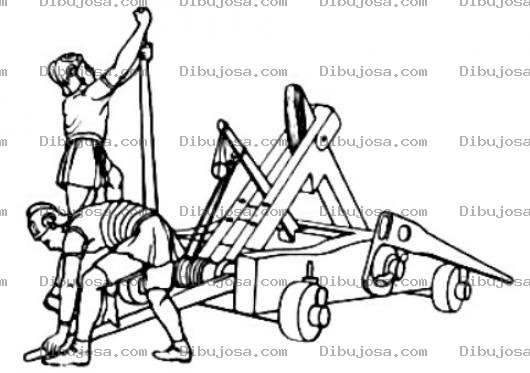 Dibujo para colorear Dibujo De Catapulta Para Pintar Y Colorear Soldados Romanos Con Una Catapulta