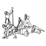 Dibujo para colorear Dibujo De Catapulta Para Pintar Y Colorear Soldados Romanos Con Una Catapulta