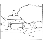 Dibujo para colorear Colorear casita con un arbol al frente