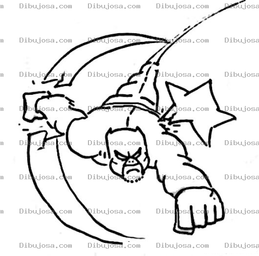 Dibujo para colorear Super Heroe Malvado Volando Y Destruyendo La Luna Y Las Estrellas Para Pintar Y Colorear Superheroe Malo