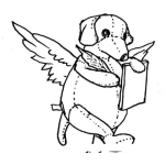 Dibujo para colorear Dibujo De Perrito De Peluche Con Alas Escribiendo Una Carta Para Pintar Y Colorear