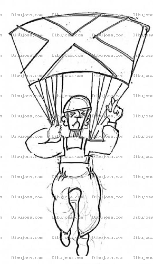 Dibujo para colorear Dibujo De Un Soldado Con Paracaidas De Bandera Para Pintar Y Colorear
