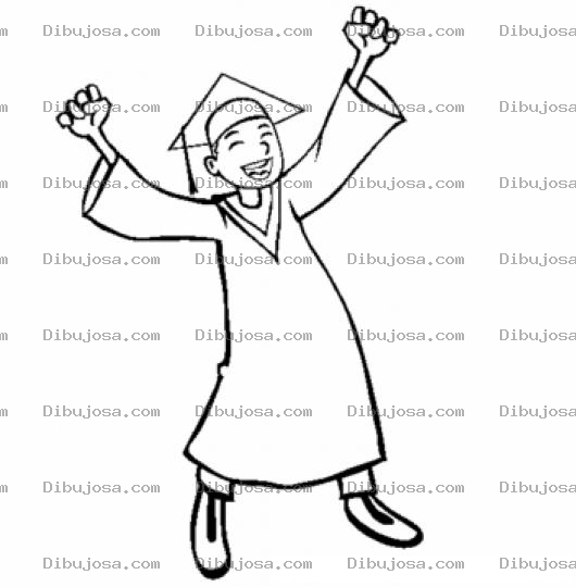 Dibujo para colorear Graduando Feliz Para Pintar Y Colorear Dibujo De Un Muchacho Finalmente Graduado Celebrando Su Graduacion Con Birrete Y Toga